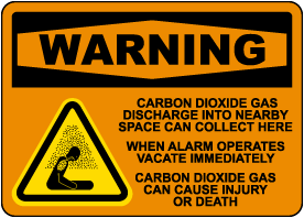 Warning Carbon Dioxide Vacate Immediately Sign