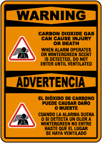Bilingual Warning Carbon Dioxide Can Cause Death Sign