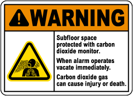 Warning Subfloor Protected With Carbon Dioxide Sign