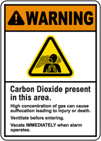 Warning  Carbon Dioxide Present in This Area Sign