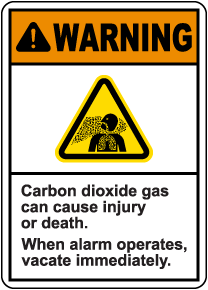 Warning When Alarm Operates Vacate Immediately CO2 Sign