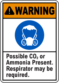 Warning CO2 or Ammonia Present Sign