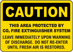 Caution CO2 Fire Extinguisher Sign