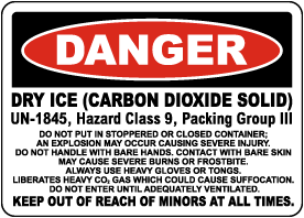 Danger Carbon Dioxide Dry Ice Hazard Sign