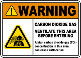 CO2 Ventilate This Area Before Entering Sign