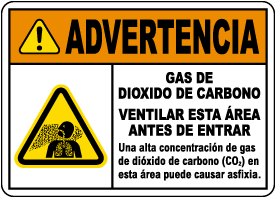 Spanish CO2 Ventilate This Area Before Entering Sign