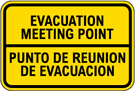Bilingual Evacuation Meeting Point Sign