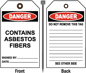 Danger Contains Asbestos Fibers Tag