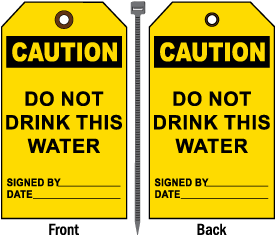 Caution Do Not Drink This Water Tag