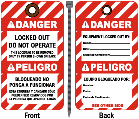 Bilingual Locked Out Do Not Operate Tag