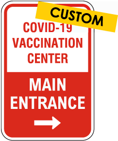 Custom COVID-19 Vaccination Center Sign with Colored Background