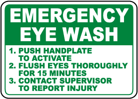 Emergency Eye Wash Instructions Sign