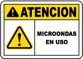 Spanish Caution Microwave In Use Sign