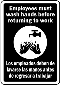 Bilingual Employees Wash Hands Label