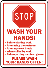 Stop Wash Your Hands Label