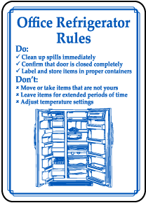 Office Refrigerator Rules Sign