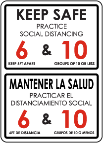 Bilingual Keep Safe Practice Social Distancing Sign