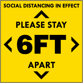 Social Distancing in Effect Floor Sign