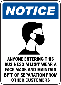 Laminated Shop Office sign DO NOT ENTER WITHOUT FACE MASK 2m APART COVIDSIGN 