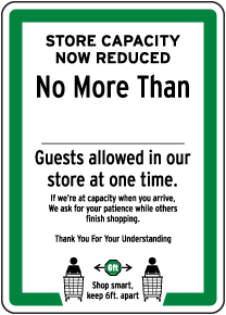 Store Capacity Now Reduced Sign