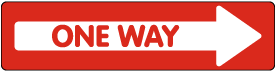 Red One Way Right Directional Floor Sign