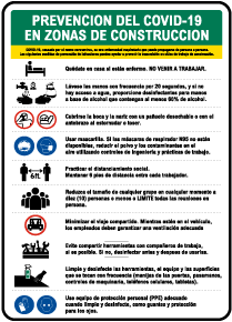 Spanish Job Site COVID-19 Prevention Measures Sign