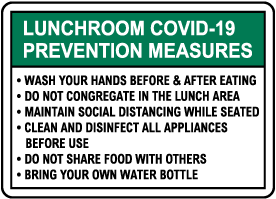 Lunchroom COVID-19 Prevention Measures Sign