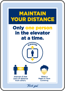Maintain Your Distance One Person Elevator Sign