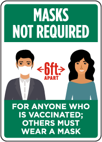 Masks Not Required For Anyone Who Is Vaccinated Sign
