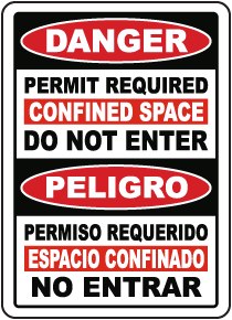 Bilingual Permit Required Confined Space Sign