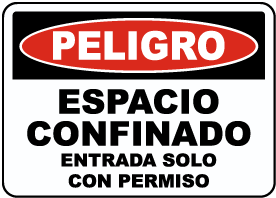 Spanish Confined Space Entry By Permit Only Sign
