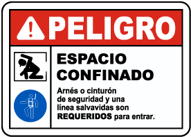 Spanish Safety Harness and Lifeline Required Sign
