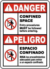 Bilingual Entry Procedures Must Be Followed Sign