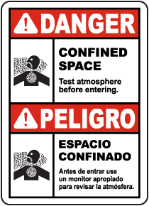 Bilingual Danger Test Atmosphere Before Entering Label