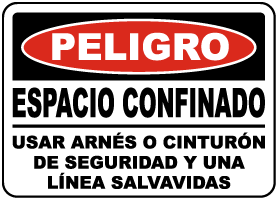 Spanish Danger Use Safety Harness and Lifeline Sign