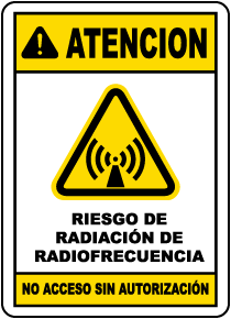 Spanish RF Radiation Hazard No Unauthorized Sign