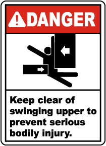 Keep Clear of Swinging Upper Sign