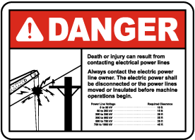 Contact Power Line Owner Sign