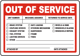 Out Of Service Label