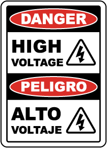 Bilingual Danger High Voltage Sign