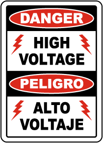 Bilingual Danger High Voltage Label