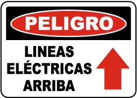 Spanish Danger Power Lines Above Sign