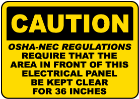 Caution OSHA-NEC Regulations Label