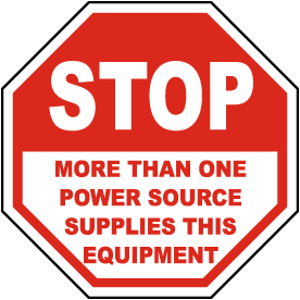 Stop More Than One Power Source Label