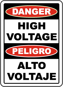 Bilingual Danger High Voltage Sign