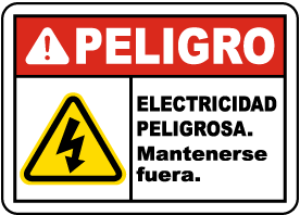 Spanish Danger Electrical Hazard Keep Out Sign