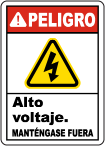 Spanish Danger High Voltage Keep Out Sign