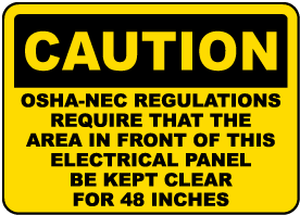 Caution Keep Panel Clear For 48 Inches Label