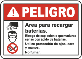 Spanish Battery Charging Area Risk of Explosion Sign