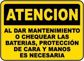 Spanish Caution When Servicing Batteries Sign